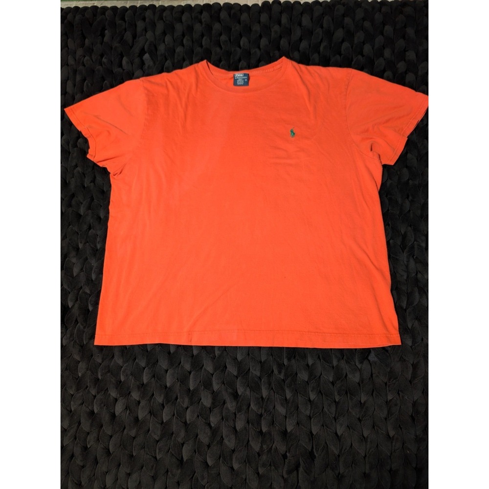 Polo Ralph Lauren Men's Orange T-shirt Green embroidered Pony Logo Size XL